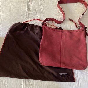 Red leather COACH crossbody saddle bag